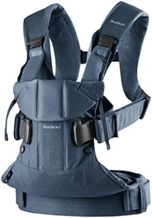 BabyBjörn Mochila Porta Bebé One, Mezcla de algodón, Vaquero clásico/Azul medianoche