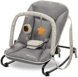 Bebe Confort Starlight Hamaca mecedora bebe, gandulita reclinable en 5 posiciones, con arco de juego, para bebés de hasta 9 kg, Color Warm Grey