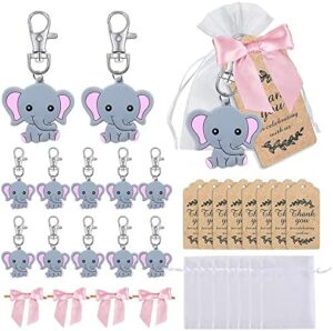 BlueXP 20 Piezas Comunión de Regalo para Invitados Llavero Elefante Bautizo Regalos Invitados Boda Bautizo Colgante Llavero con Bolsa de Dulces Etiqueta Kraft para Fiesta Cumpleaños Navidad Comunión