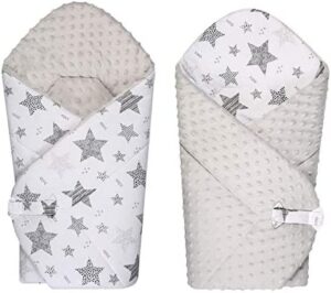 BlueberryShop polar Minky manta reversible para envolver al bebé, Saco de dormir para bebés recién nacidos, Para bebés de 0-3 meses