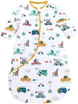 Chilsuessy Saco de dormir para bebé de invierno con acolchado de manga larga extraíble, saco de dormir para bebé, para todo el año, pijama para niños y niñas, extra suave, 3.5 tog, 75 – 90 cm