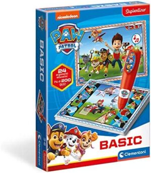 Clementoni- Paw Patrol Patrulla Canina, con más de 200 Cuestiones para Responder. Un bolígrafo Que se Ilumina y Suena con Las respuestas incorrectas-Juguete niños 3 años (16334), Multicolor