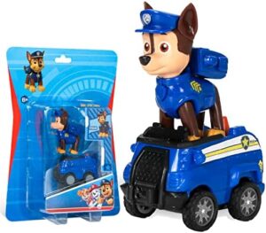Coche Patrulla Paw, Patrol Canina Chases y su Vehículo Policial, Coche con Figura como Juguete Infantil, Regalo de Cumpleaños para Niños y Niñas de 6 años o más