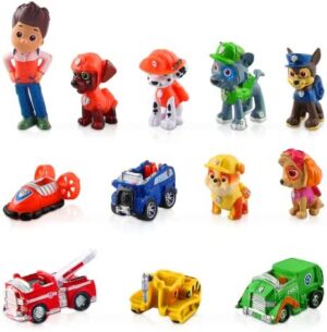 Decoracion para Tartas,12 Piezas Minifigura de Patrulla Canina, Adornos para Tartas, Cake Topper Minifiguras Topper de Tarta Decoración para Niños Decoración de Fiestas (A)