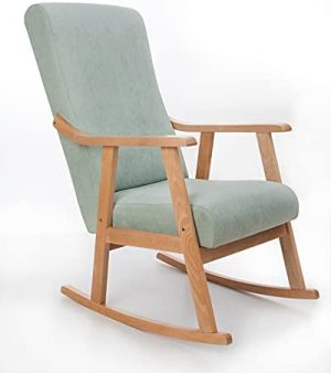 ECO SILLA Y DESCANSO Mecedora Mod. Torino. Sillon, balancin, Mecedora Especial Lactancia, Antimanchas, Madera Haya Maciza, Barnizado Natural. Fabricado en España (Verde Agua/Natural)
