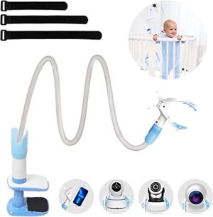 EXTFANS Soporte Camara Vigilancia Bebe, Universal Soporte Vigilabebes Para Cuna,Flexible Giratorio de 360, Soporte Para CáMara Monitor de Bebé, Compatible con la Mayoría de Monitores de Bebé