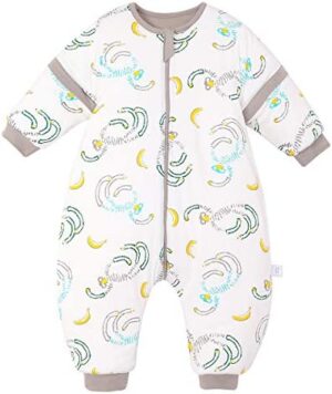 FEOYA - Saco de dormir para bebé con pies, para invierno, con piernas, para niños y niñas, para todo el año, con mangas desmontables, para dormir con pies, para bebé, niña, para verano, 9-18 meses