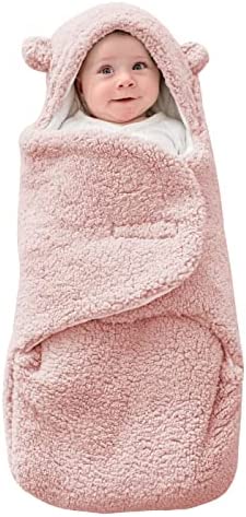FUNUPUP Manta Envolvente para Bebé 2.5TOG Recién Nacido Manta para Bebé, 3-6 Meses Saco Dormir Bebé Invierno Envoltura Cálida para Bebé Rosa