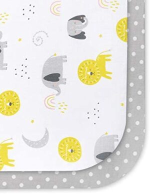 FlyIdeas Lote 2 Sabanas Bajeras para Cuna 140x70 cm con Esquinas Engomadas en 100% Puro Algodon Cert. Suave y Transpirable, Hecho in EU