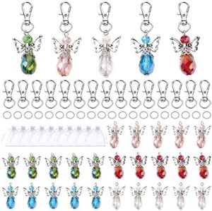 Gotetiso 25 Piezas Colgantes de Ángel de la Guarda Boda Bautizo Colgante Llavero Angelito Llaveros con Bolsa de Organza Recuerdos de Bautizo Regalo para Invitados