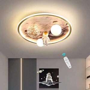 HKLY Luz de Techo LED Lámpara de Habitación Infantil, Lámpara de Techo Regulable con Mando a Distancia Astronauta Luna Luces de Techo, Decorativa Luz Moderna Plafon Techo Redondo 50cm 68 W