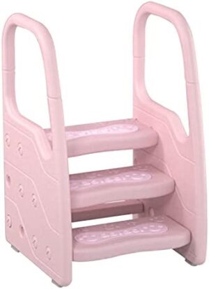 HYE Taburete de 3 escalones, Taburete de Cocina con riel de Seguridad, Taburete de Cocina, Torre de Taburete de Aprendizaje, Escalera Liviana, con reposabrazos Dobles, para Cocina