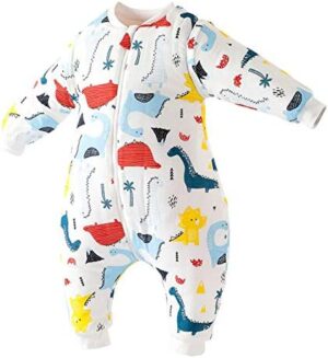 Happy Cherry - Saco de dormir para niño con mangas y lunas, extraíble, para invierno, otoño, de algodón, 2,5 Tog 1 – 3 años Dinosauro Tratteggiato L