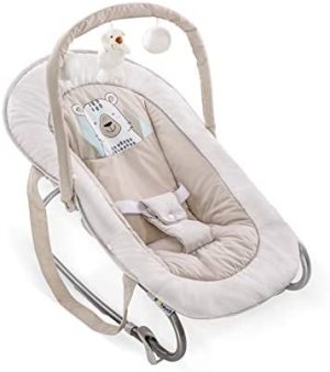 Hauck Bungee Deluxe Hamaca Bebé, desde 0 Meses hasta 9 kg, Balancin Bebe, Respaldo Ajustable, Mecedora Bebe, Sistema de Arnés, Arco de Actividades, Estructura Antivuelco, Portátil, Beige