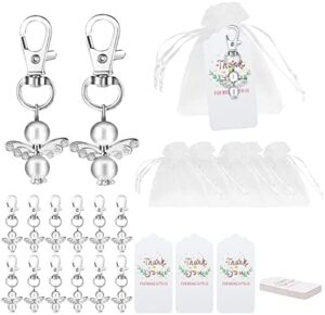 ISAKEN Angel Llaveros, Recuerdos de Bautizo Niño, 34 Piezas Detalles Boda Angeles de La Guarda Colgante Detalles Bautizo para Invitados, Regalo de Fiesta