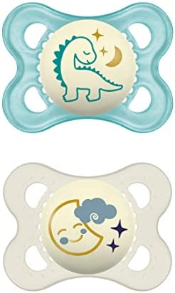 Instrucciones en lengua extranjera - MAM Original Night ZEDMM040M - Juego de 2 chupetes luminosos, 2-6 meses, color azul