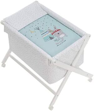 Interbaby 92082-58 - Minicuna de Madera con Textil Tipi Oso Menta, unisex, Universo rosa
