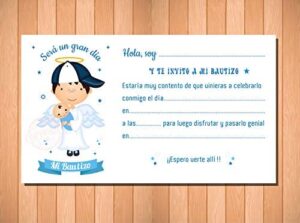 Invitaciones, Recordatorios para Bautizo Niño, Tarjetones, Tarjetas, Recuerdos Bautizo, Estampas Bautismo - (Pack 15 invitaciones + 15 sobres)