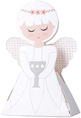 JNCH 50pcs Cajas de Caramelos Dulces Bombones Cajas de Papel para Regalo Recuerdos Invitados de Boda Bautizo Comunión Fiesta Cumpleaños Decoración Forma Ángel (Niña)