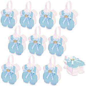 JZK 24 x Azul Mamelucos recién Nacido Caja de Favor cajitas Regalos para Regalo de Fiesta Bautizo comunion cumpleaños niños bebé
