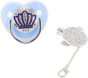 Juego de Chupete y Clip para Chupete, Chupete de bebé Bling, Chupete de Lujo sin BPA,Chupete de bebé para Recién Nacido,Tamaño M,Regalos de Cumpleaños de Aniversario de Baby Shower (Azul M)
