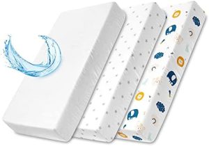 Juego de sábanas bajeras para Cochecito capazo - 2 x Funda + Protector de colchón Impermeable Funda de colchón Cama supletoria sábana 75 x 35 cm Estrellas Blancas