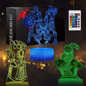 Juguete de luz nocturna 3D, adecuado para la decoración del hogar de la habitación de los niños, 3 patrones 16 cambios de color con control remoto táctil, regalos de cumpleaños para niños y niñas