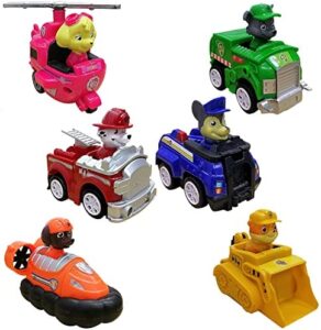 Juguetes de Vehículos Patrulla Canina 6PCS, Coches de Juguetes con Figura Paw Patrol, Tire hacia Atrás Coches Patrulla Canina, Paquete de Regalo de Vehículos Paw Patrol, para Niños 3 Años +