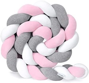 LGZY Chichoneras Cuna Parachoques Trenzados,Serpiente De Cama Trenzada,Almohada De Cama Lateral Trenzada Decorativa Tejido Sofá Cojín Almohada Transpirable
