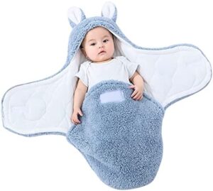 LICHENGTAI Manta Envolvente Bebe, Abrigo Cálido con Capucha, Saco de Dormir para Bebé O Niña O Invierno, Orejas Grandes Suave Felpa, Saco de Dormir para Bebés de 0 a 3 Meses