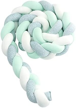 LOVEXIN Chichoneras Cuna Cojines Infantiles Almohada de Bola Anudada Larga Tejida Trenzas Decoracion Habitacion Infantil Protector Cuna Decoracion Habitacion