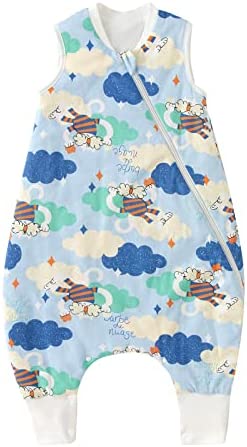 LULU MONKEY Saco de dormir para bebé con pies de invierno, saco de dormir con piernas para bebé, 2,5 tog, 100 % algodón, unisex, cálido, 80 cm