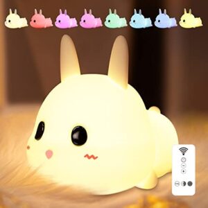 Laliled Luz Nocturna Infantil Luz Nocturna para Niños Conejo Luz Quitamiedos Lámpara Bebé, Silicona Seguro para Bebé Niño, Brillo Ajustable Ahorro de Energía, Regalo para Niños Bebé