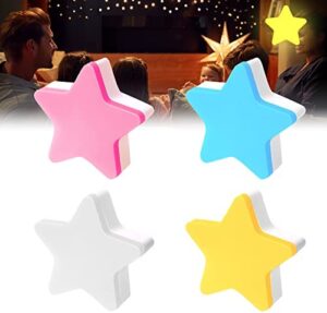 Lampara Estrellas Luz Quitamiedos Infantil: 4 Piezas Zócalo Luz Nocturna LED para Niños, Lampara Estrellas, Lámpara Noche Pared Pequeña Para Habitaciones Niños, Escaleras, Dormitorios, Pasillos