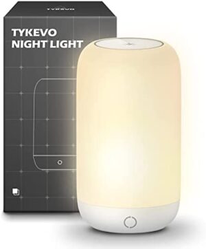 Lámpara de Noche Inalámbrica LED para Niños, Luz de Noche Infantil para Mesilla de Noche, Control Táctil, Intensidad Ajustable, 24 Colores RGB Diferentes con Batería Recargable USB Tipo C (Multi)