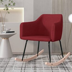 Leepesx Sillón, Sillon Orejero, Sillon Lactancia, Sillones para Personas Mayores, Butacas De Cine, Mecedora de Tela Rojo Tinto