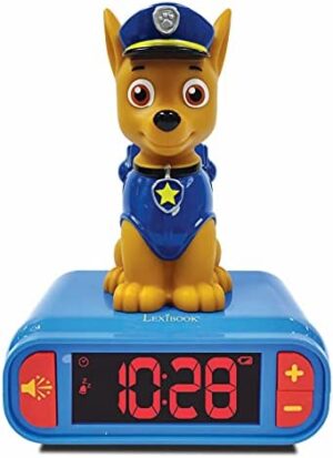Lexibook integrada-RL800PA Reloj Despertador La Patrulla Canina de Chase con Pantalla LCD Digital y luz de Noche integrada-Azul/Rojo, Color