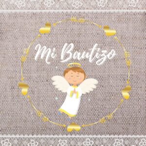 Libro de firmas bautizo: Libro de recuerdos y huellas para invitados personalizado - Idea de regalo o detalle para el bautizo de niña o niño. Español