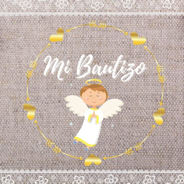 Libro de firmas bautizo: Libro de recuerdos y huellas para invitados personalizado - Idea de regalo o detalle para el bautizo de niña o niño. Español