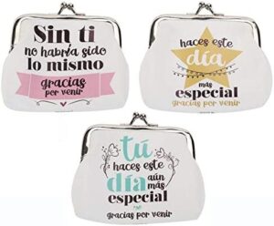 Lote de 24 Monederos Frases"GRACIAS POR VENIR" - Monederos con Frases Divertidas para Bodas, Bautizos y Comuniones. Monederitos y Carteras Originales para Recuerdos y Detalles Originales