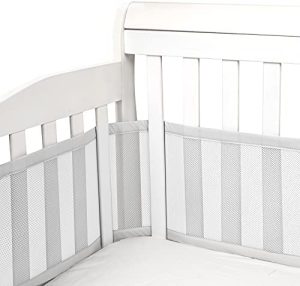 Luchild Protector de Cuna, Transpirable Parachoques, Protector Cuna Chichonera para Proteger Bebe y Decorar la Cuna (Gris)