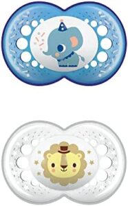 MAM Chupete Original S215 - Chupete con Tetina de Silicona SkinSoftTM ultrasuave, para Bebés de 16+ meses, Azul (2 unidades), con caja auto Esterilizadora, Versión Española