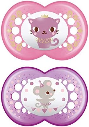 MAM Chupete Original S216 - Chupete con Tetina de Silicona Skinsofttm Ultrasuave, para Bebés de 16+ Meses, con Caja Auto Esterilizadora, Versión Española, Rosa, 2 Unidades