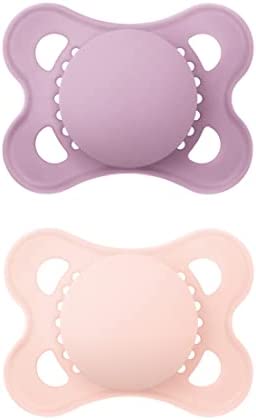MAM Original Chupete en juego de 2 unidades, de caucho, con funda para chupete, 2-6 meses, rosa
