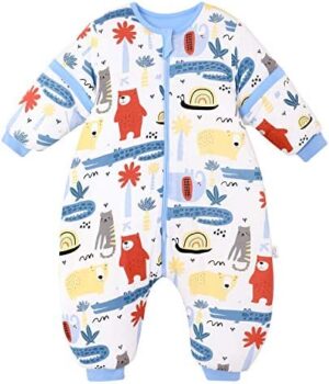 MIKAFEN Saco de Dormir para bebé con piernas cálidas Forro de Invierno Saco de Dormir de Invierno Manga 3.5 TOG Altura del bebé 82 cm 90 cm Rojo