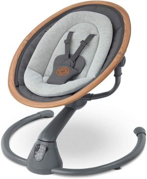 Maxi-Cosi Cassia Hamaca bebé electrica, silla mecedora giratoria de 360°, balancin oscilante reclinable, 15 melodías relajantes, para bebés de 0 a 6 meses (0 a 9 kg), Essential Graphite