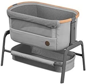 Maxi-Cosi Iora Cuna colecho, cuna bebé reclinable para para evitar la regurgitación, altura ajustable, colchón cuna incluido, cesta grande, color Essential Grey