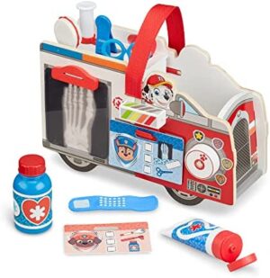 Melissa & Doug Vehículo de Primeros Auxilios con Marshall de Patrulla Canina, Juguete Paw Patrol, Juguete creativo de madera, Juguete de desarollo, Regalo para niños y niñas de 3 4 5 6 7 años