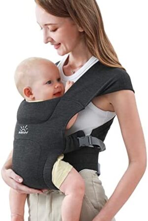 Mochila Portabebés, MOMTORY portabebes recien nacido xtra suave y ultraligera, Cargador Envolvente Ergonómico para Recién Nacidos y Niños con Gancho y Bucle para Ajuste Fácil, 3-12kg