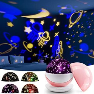NAJILI Proyector Estrellas, Lampara Proyector Infantil, 360° Rotación + 4 Modos Iluminación Proyector Bebe, Luz Quitamiedos Infantil para Niños y Navidad, Cumpleaños/Habitación/Regalos/Juguetes - pink
